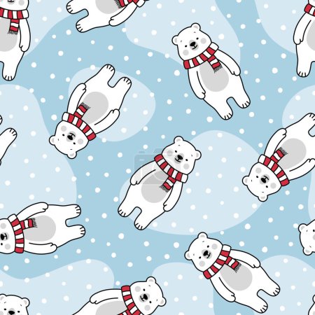 Illustration for Cute Polar Bears Seamless Pattern, Cartoon Animal Background, Vector Illustration - Royalty Free Image