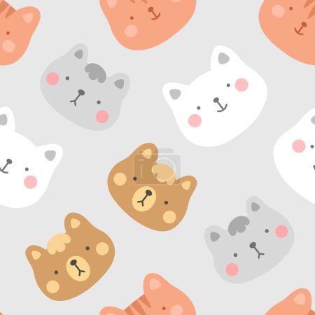 Illustration for Cats seamless pattern, kitten vector illustration - Royalty Free Image