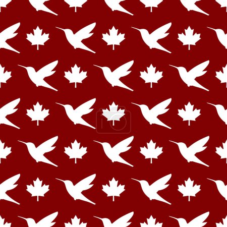 Illustration for Bird and maple silhouette seamless pattern background, modern simple vector illustration - Royalty Free Image