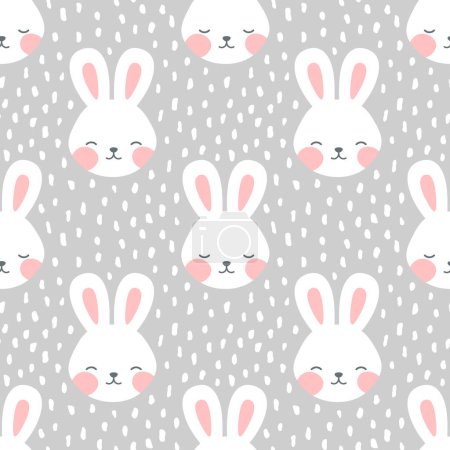 Ilustración de Fondo de patrón sin costura de conejo, ilustración vectorial de Pascua - Imagen libre de derechos
