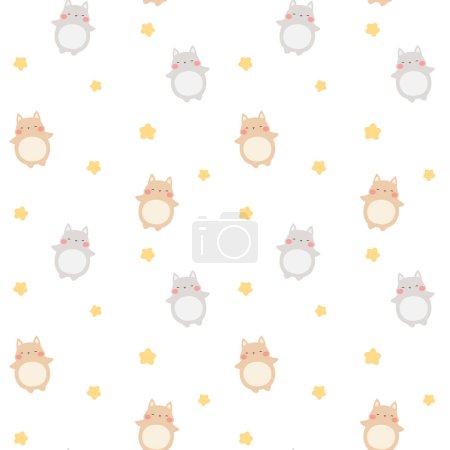 Illustration for Cat Seamless Pattern Background. cartoon kitten vector illustration - Royalty Free Image