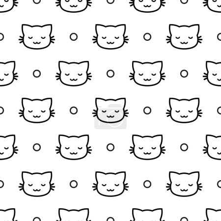 Téléchargez les illustrations : Chat sans couture motif arrière-plan. illustration vectorielle chaton dessin animé - en licence libre de droit