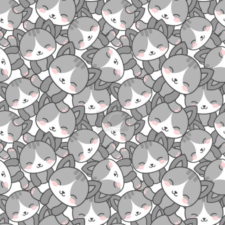Ilustración de Fondo de patrón inconsútil gato. dibujos animados gatito vector ilustración - Imagen libre de derechos