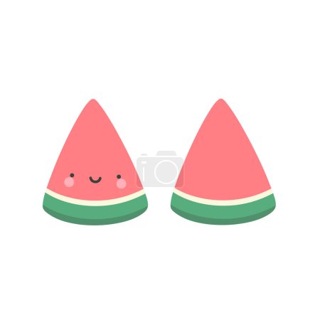 Illustration for Vector illustration of a pink cartoon watermelon - Royalty Free Image