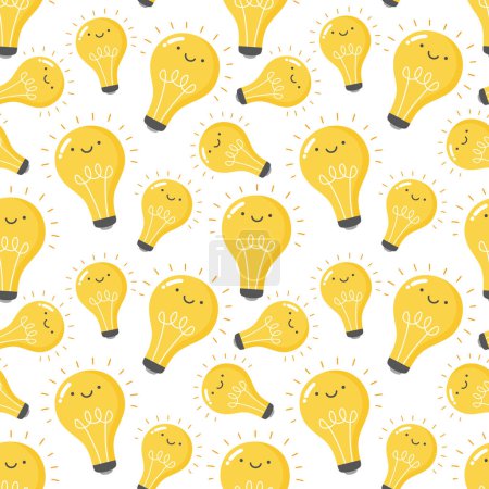 Illustration for Cute lightbulb seamless pattern background, concept of idea, business vector illustration. bulb sign symbol pattern. - Royalty Free Image