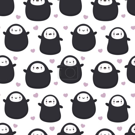 Illustration for No Face Ghost Seamless Pattern Background, Halloween Vector illustration - Royalty Free Image