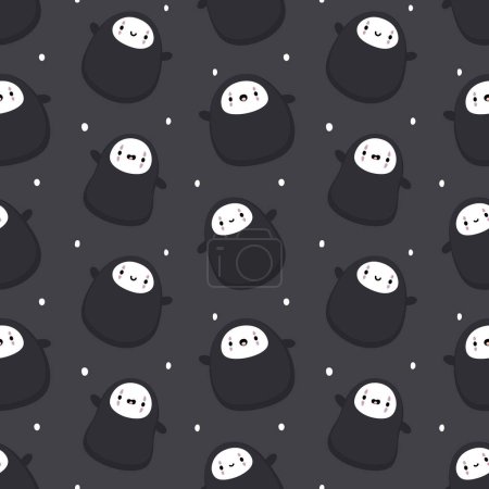 Illustration for No Face Ghost Seamless Pattern Background, Halloween Vector illustration - Royalty Free Image