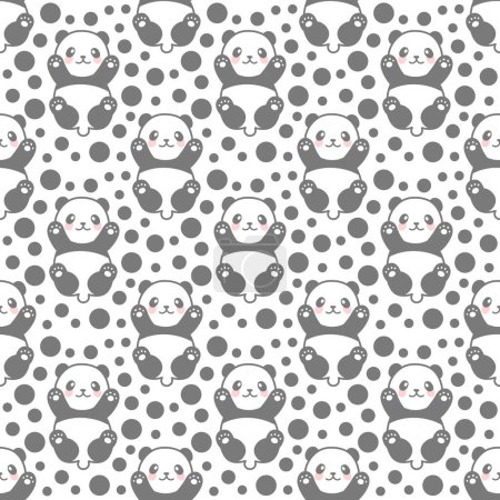 Téléchargez les illustrations : Modèle mignon sans couture Panda, illustration vectorielle - en licence libre de droit