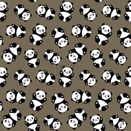 Ilustración de Lindo patrón sin costura Panda, ilustración vectorial - Imagen libre de derechos