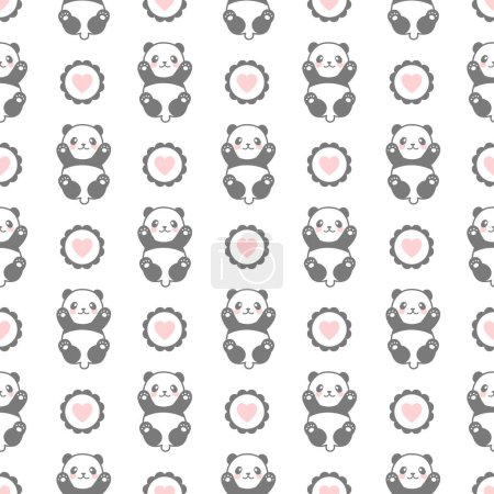 Téléchargez les illustrations : Modèle mignon sans couture Panda, illustration vectorielle - en licence libre de droit