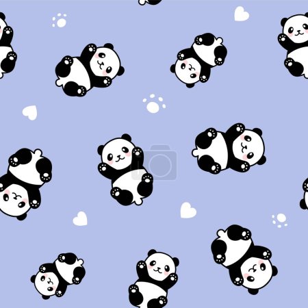 Ilustración de Lindo patrón sin costura Panda, ilustración vectorial - Imagen libre de derechos