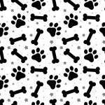 pet paw and dog bone seamless pattern background, animal vector illustration
