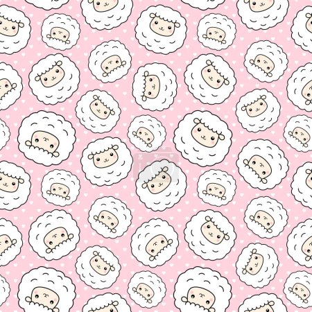 Illustration for Cute Sheep Seamless Pattern, Vector illustration - Royalty Free Image