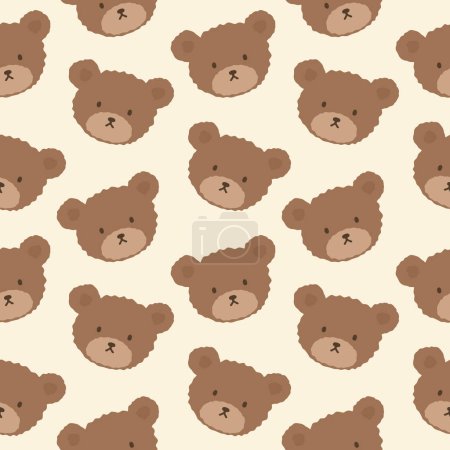 Illustration for Teddy Bear Seamless Pattern Background, Happy cute bear, Cartoon Bears Vector illustration - Royalty Free Image