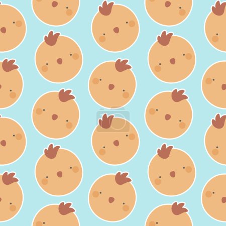 Illustration for Cute chick seamless pattern background, simple hand drawn with adorable farm animals vector illustration - Royalty Free Image