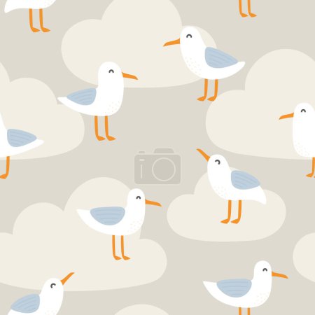 Illustration for Cute sea gull illustration vector white background - Royalty Free Image