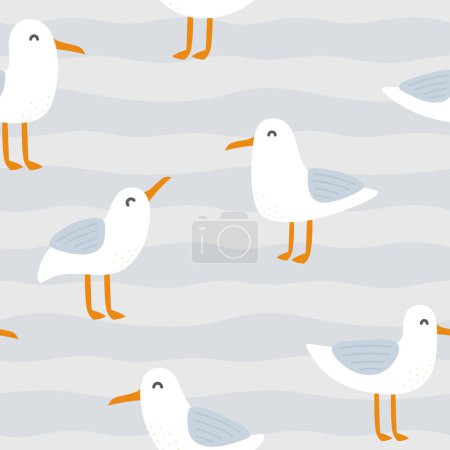Illustration for Cute sea gull illustration vector white background - Royalty Free Image