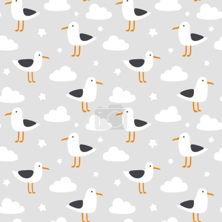Illustration for Seagulls seamless pattern, vector illustration - Royalty Free Image
