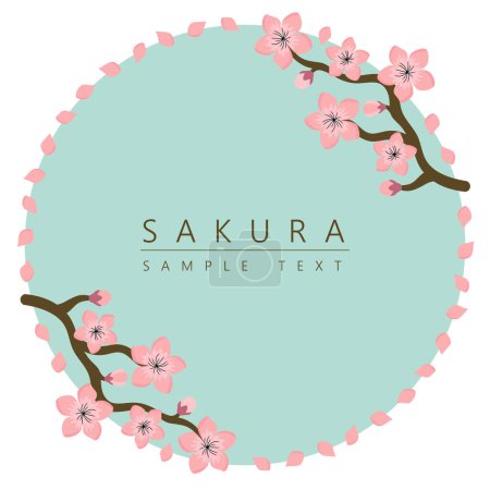 Illustration for Sakura Cherry Blossom Pattern japanese background, vector illustration, design for invitation, fabric, packaging, postcard, greeting cards - Royalty Free Image