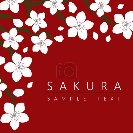 Téléchargez les illustrations : Sakura Cherry Blossom Thème Japonais Arrière-plan, illustration vectorielle, design pour invitation, tissu, emballage, carte postale, cartes de vœux - en licence libre de droit