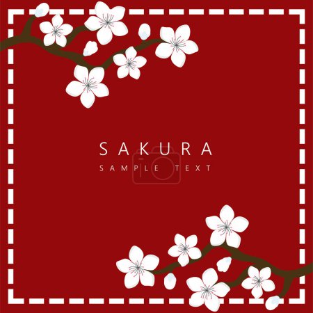 Téléchargez les illustrations : Sakura Cherry Blossom Thème Japonais Arrière-plan, illustration vectorielle, design pour invitation, tissu, emballage, carte postale, cartes de vœux - en licence libre de droit