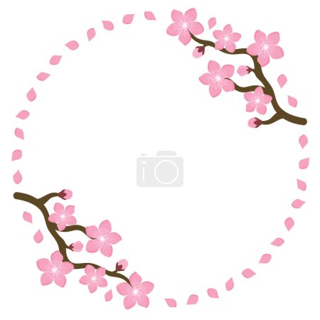 Téléchargez les illustrations : Sakura Cherry Blossom Thème japonais Arrière-plan, illustration vectorielle, design pour invitation - en licence libre de droit