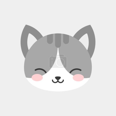 Illustration for Cartoon grey tabby cat icon, animal character - Royalty Free Image