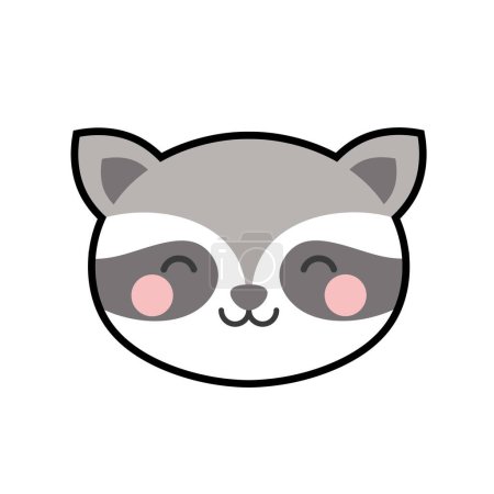 Illustration for Cute racoon icon isolated on white background - Royalty Free Image
