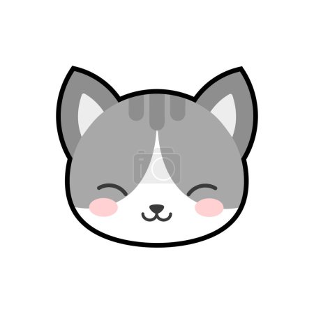 Téléchargez les illustrations : Icône de chat tabby gris mignon isolé sur fond blanc - en licence libre de droit