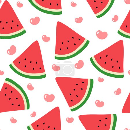 Illustration for Watermelon faces pattern, cartoon seamless background, vector illustration - Royalty Free Image
