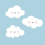 cute cartoon cute clouds set, vector illustration