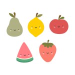 cute cartoon fruits set. vector illustration