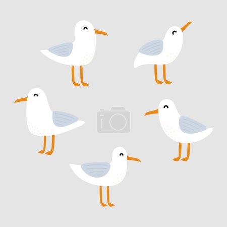 Illustration for Cute birds cartoon. vector set. - Royalty Free Image
