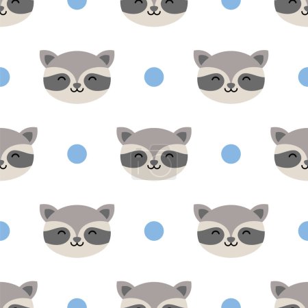 Illustration for Vector seamless pattern with cute raccoons. - Royalty Free Image