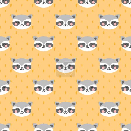Illustration for Vector seamless pattern with cute raccoons. - Royalty Free Image