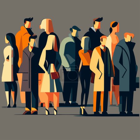 Illustration for Illustration of different people dressed in raincoats and jackets - Royalty Free Image