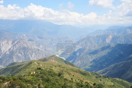 Spectacular scenery of the Colombian Andes: panoramic view of the Chicamocha river canyon.