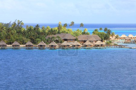 Photo for Overwater bungalows on Bora Bora island, French Polynesia, South Pacific Ocean. - Royalty Free Image