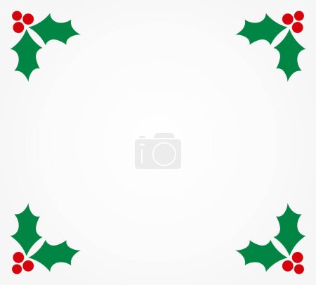 Illustration for Christmas holly berries border. Plant symbol holly background. Vector illustration. - Royalty Free Image