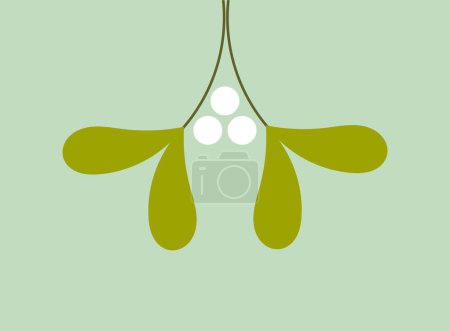 Illustration for Mistletoe leaves Christmas symbol hanging. Christmas card background. Vector illustration. - Royalty Free Image