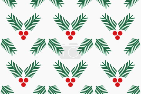 Ilustración de Árbol de Navidad ramas de abeto y bayas patrón sin costuras. Ilustración vectorial. - Imagen libre de derechos