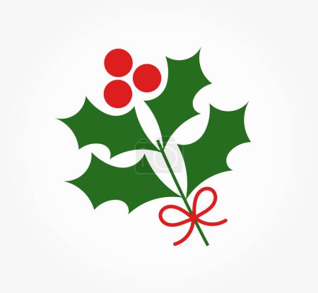 Illustration for Christmas holly berries branch symbol. Vector illustration. - Royalty Free Image