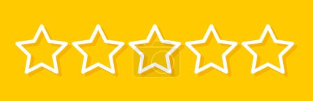 Five stars rating linear icon on yellow background. Vector illustration.