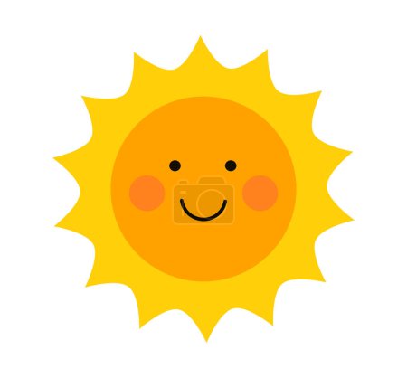 Téléchargez les illustrations : Jolie icône souriante du soleil. Élément de soleil design plat.Illustration vectorielle. - en licence libre de droit