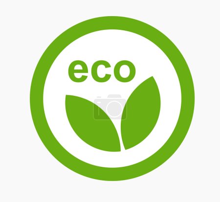 Illustration for Eco green leaves round label symbol icon. Vector illustration. - Royalty Free Image