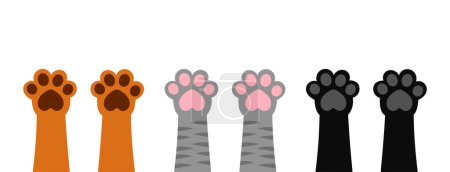Cats paws up set. Vector illustration.