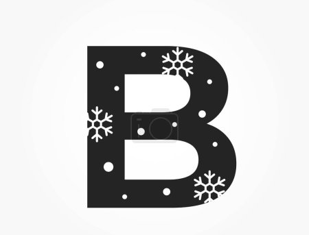 lettre b avec flocons de neige et neige. élément pour Noël, nouvelle année et design d'hiver. image vectorielle isolée