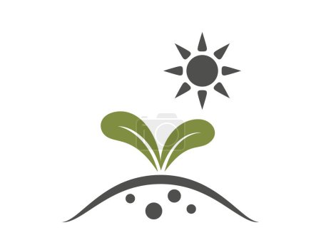 Illustration for Seedling under sun icon. plant sprout, planting, farming and agriculture symbol. isolated vector image - Royalty Free Image