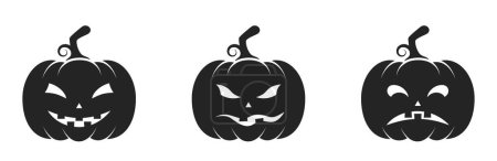 Illustration for Scary halloween pumpkin icons. autumn symbols. isolated vector images in simple style - Royalty Free Image