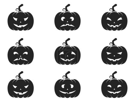 Illustration for Halloween pumpkin icon set. jack o lantern and autumn symbols. isolated vector images in simple style - Royalty Free Image
